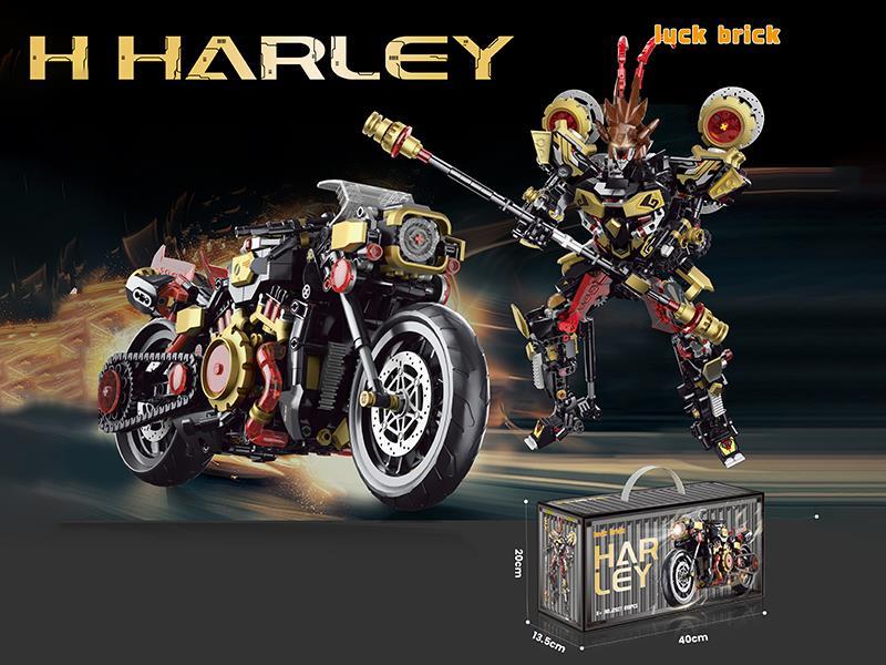 Building Blocks: 1:8 Wukong Motorcycle 2 Transformation Mecha [English Container Box]898Pcs