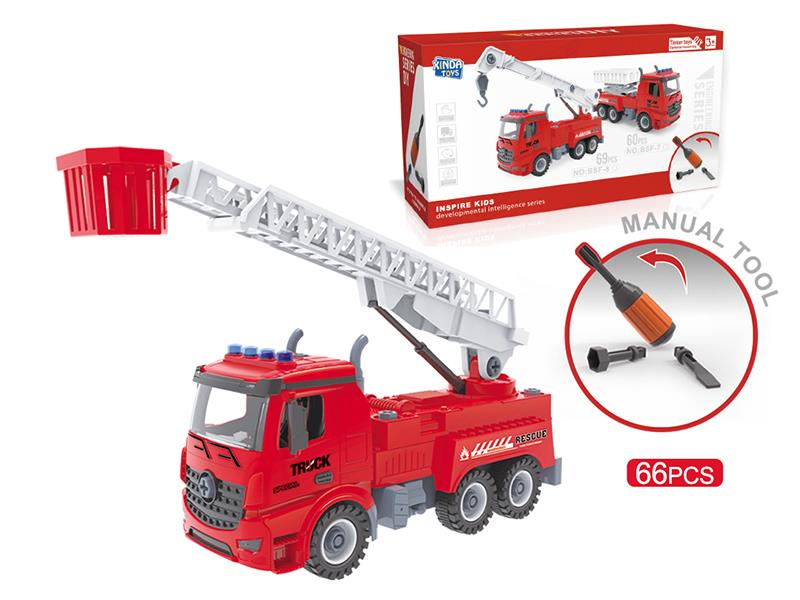 DIY Screw Building Blocks Fire Fighting Truck