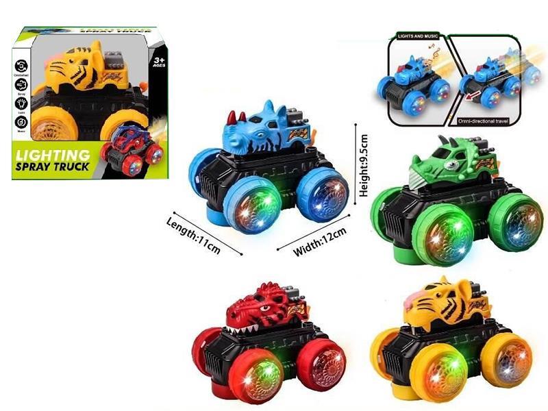 B/O Go And Bump Dinosaur Car With Lights And Music, Spray