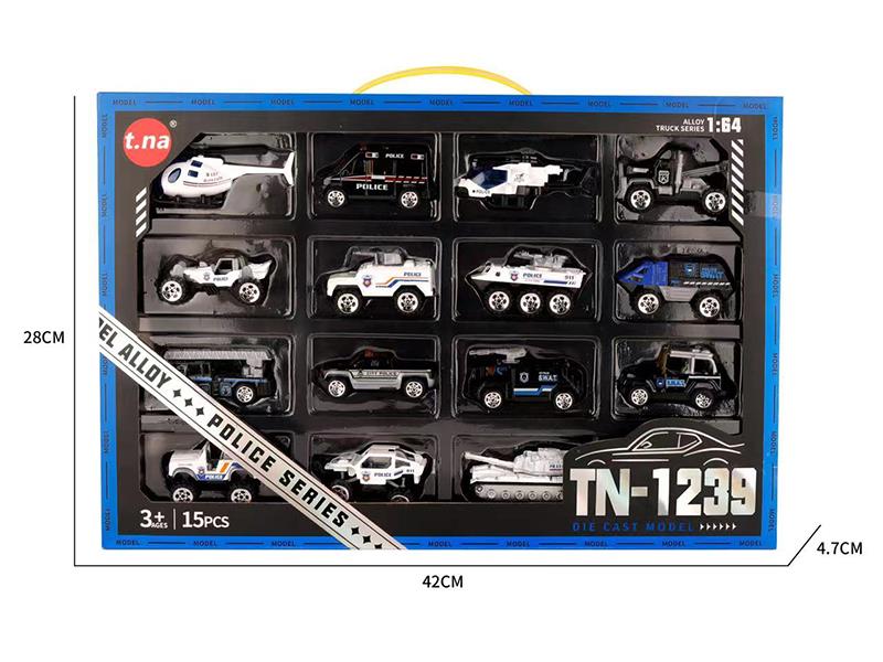 Slide Simulated Alloy Police Cars 15pcs