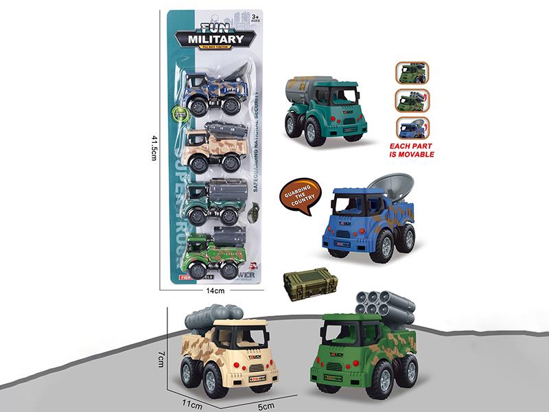 Pull Back Military Trucks 4pcs