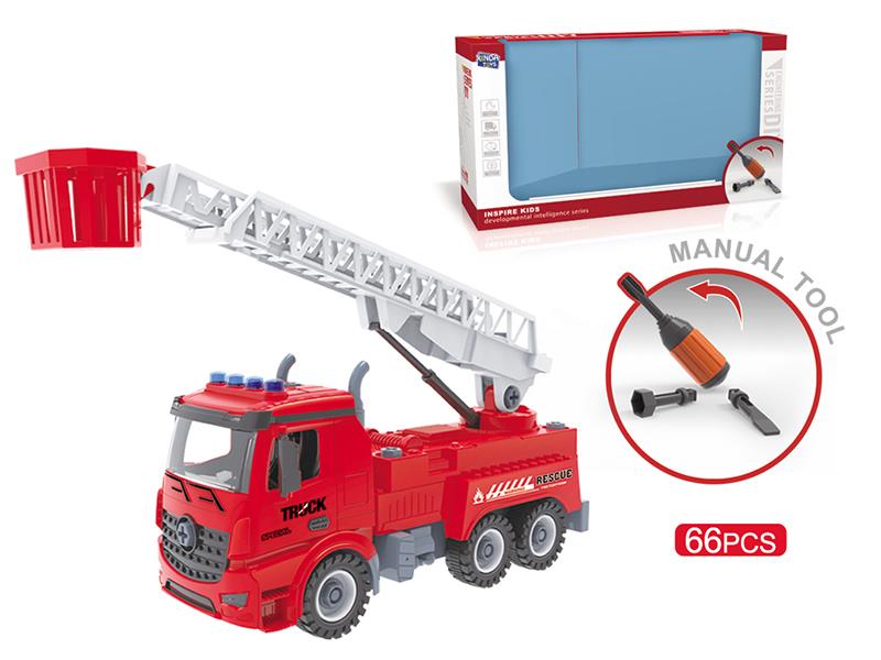 DIY Screw Building Blocks Fire Fighting Truck