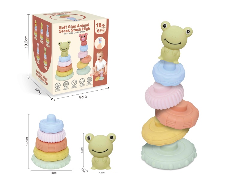 Soft Plastic Animal Stacking Toy(Frog) 6pcs