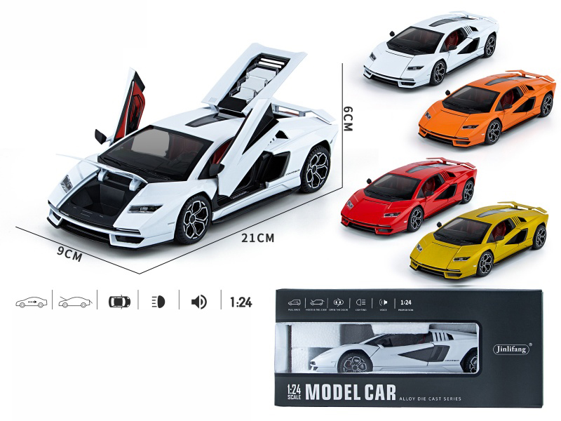 1:24 Lamborghini 800 Streetcar Version Pull Back Alloy 4-Door Car Model With Sound And Light