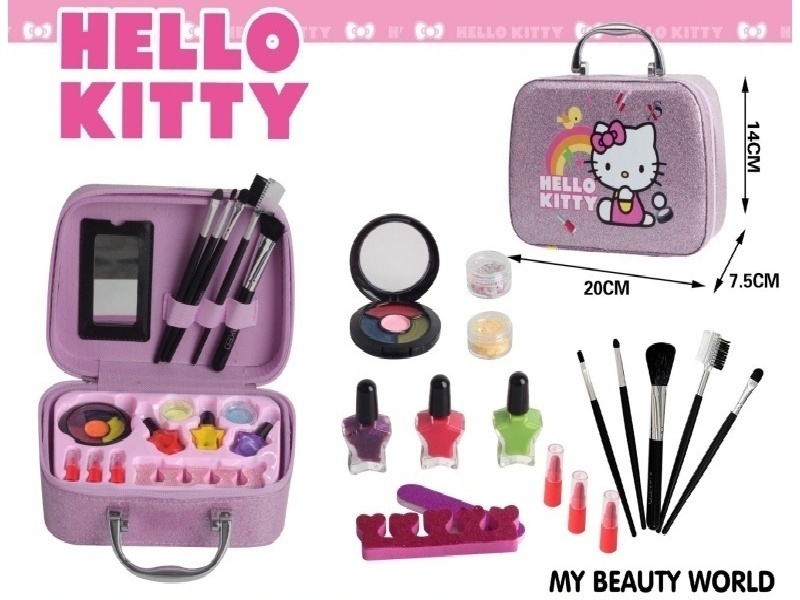 Kt Cat Cosmetic Handbag (Glossy Pink Printed Pattern)