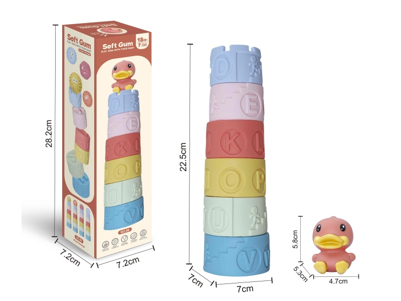 Soft Plastic Duck Stacking Tower Toy 7pcs