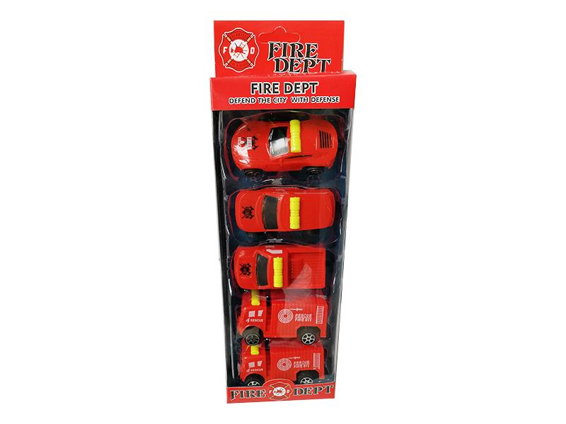 5pcs Pull Back Red Fire Engine