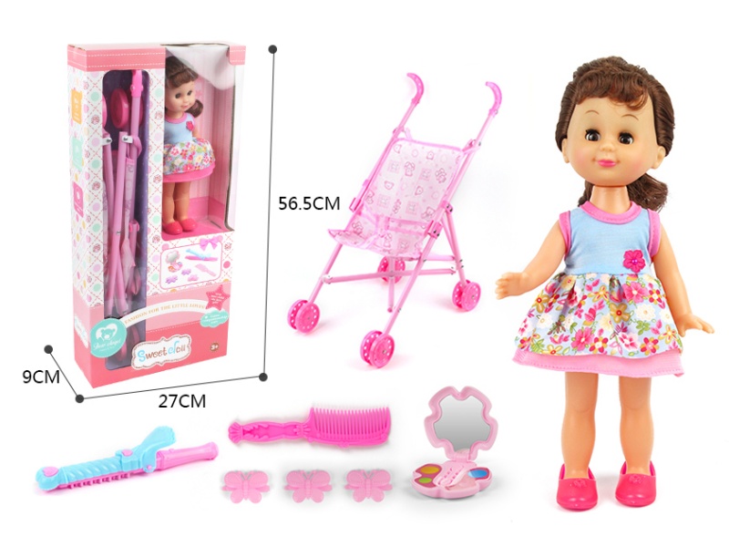 14-Inch Cute Girl Doll Trolley