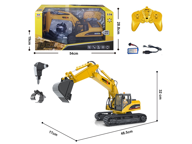 1:14 15Ch R/C Half Alloy Excavator+Drill Bit+Gripper