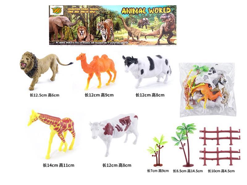 Simulated Animals 5PCS(With Plants + Fences)