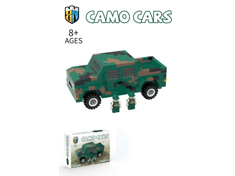 508 PCS Of Army Camouflage Pickup Truck Building Blocks