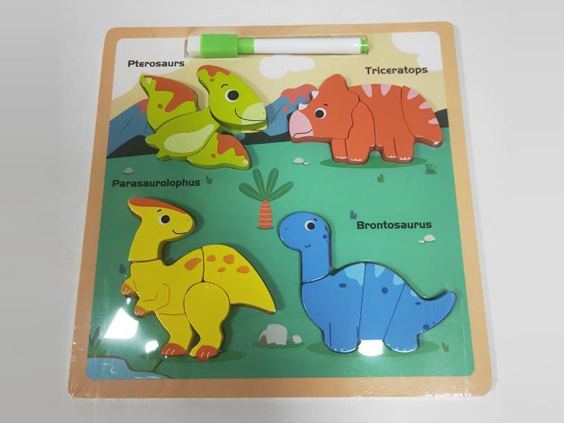 Wooden Dinosaur Puzzle Drawing Board 2 In 1