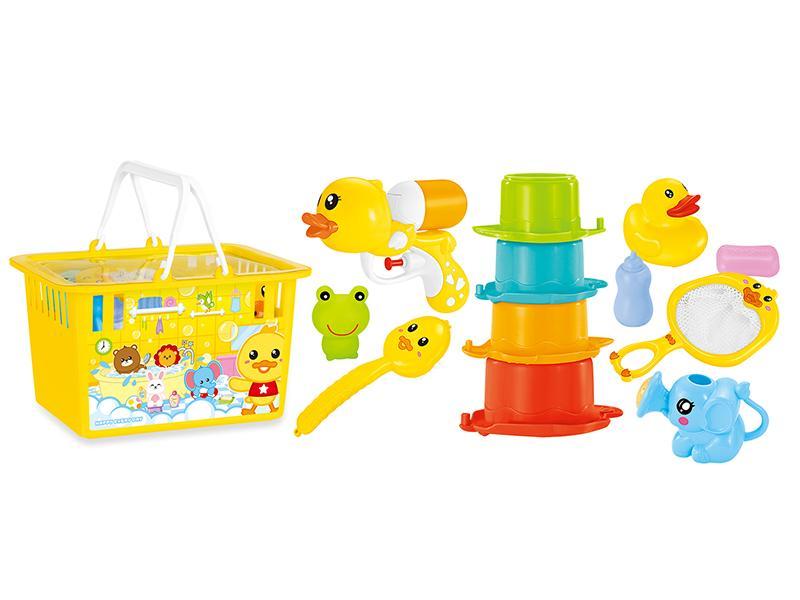 Little Yellow Duck Basket  Water Toys 12pcs