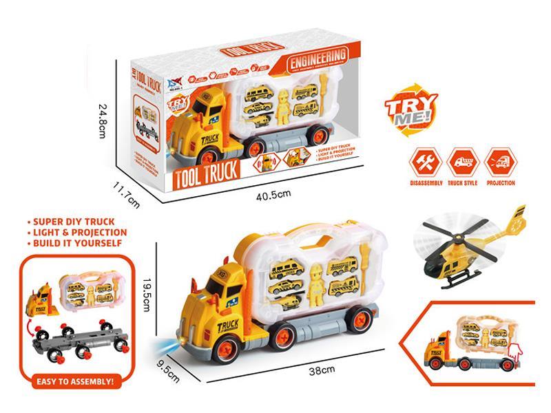 DIY Slide Engineering Vehicle With Lighting And Music Projection