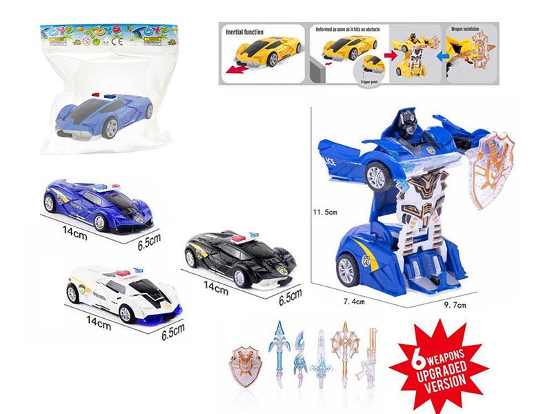 Friction Crash Deformation Lamborghini Police Car 1PCS