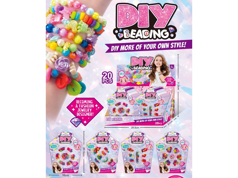 Diy Handmade Girls' Fashion Beaded Accessories - House Style (4 Mixed Display Boxes, 20 Pieces)