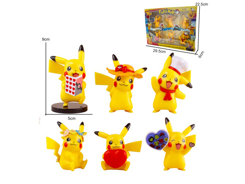Six Cute Pikachu Children'S Toy Figurines Made Of Solid Pvc