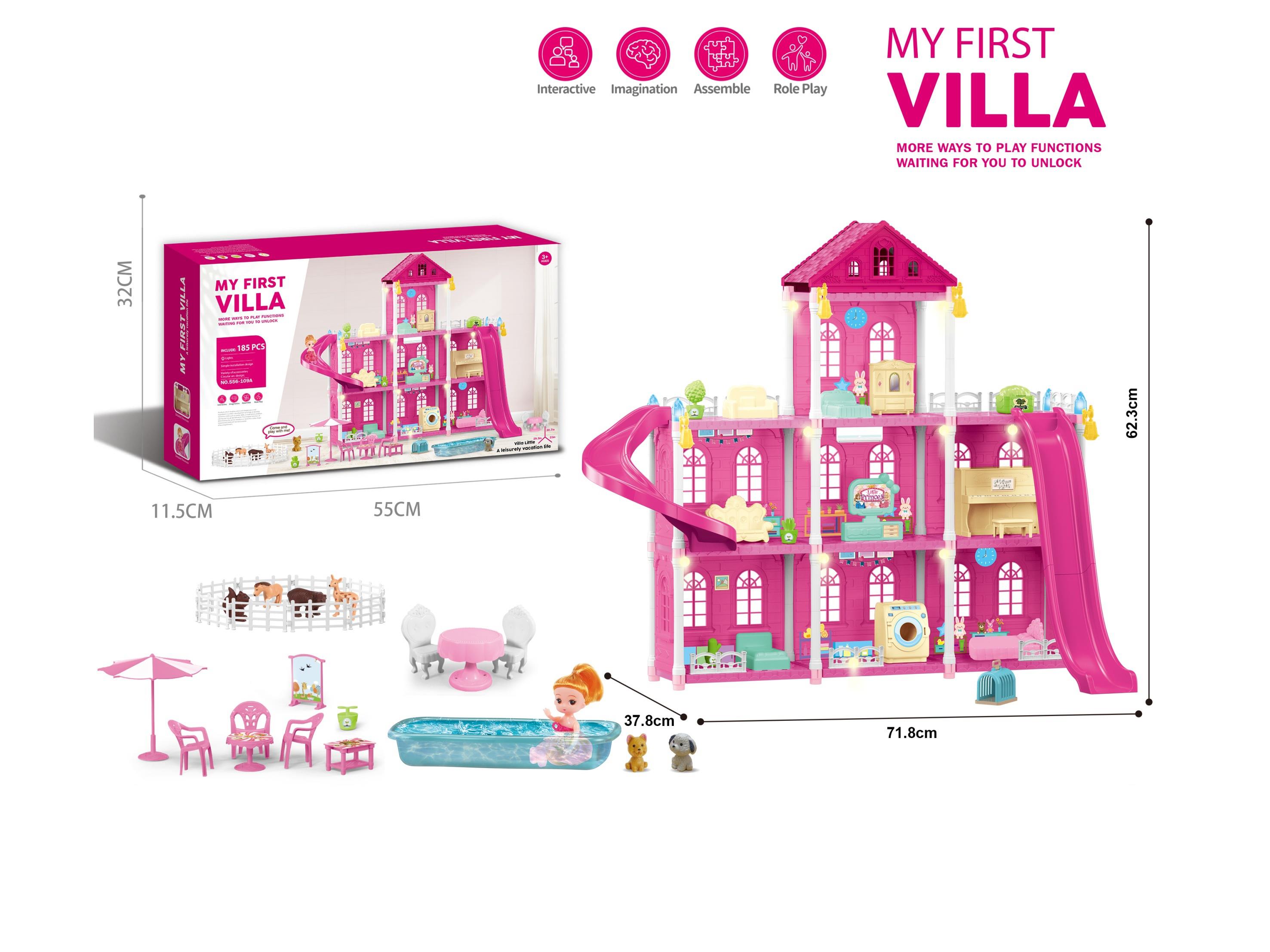 Diy Assembled Castle Doll Villa 185Pieces (Fully Injection-Molded Model