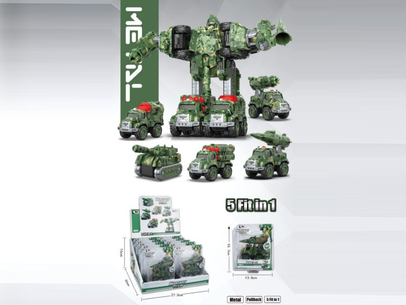 Alloy Dinosaur Engineering Warrior Alloy Dinosaur Engineering Rebound Car Five-In-One Alloy Robot (10Pcs)