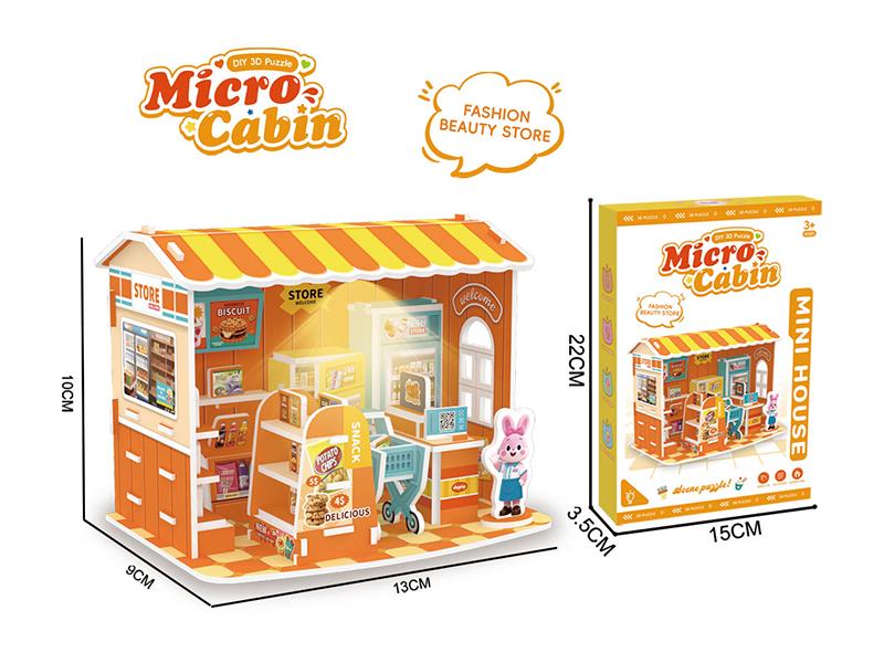 DIY 3D Puzzle Micro Cabin - Convenience Store With LED Lights