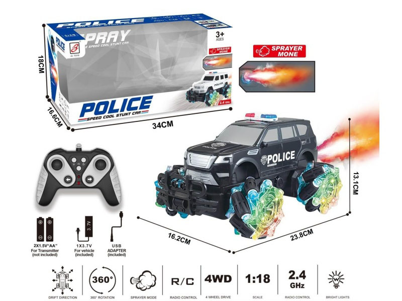 1:18 2.4G 8CH Remote Control Spray Police Car(Wheels With Lights) (Nissan)
