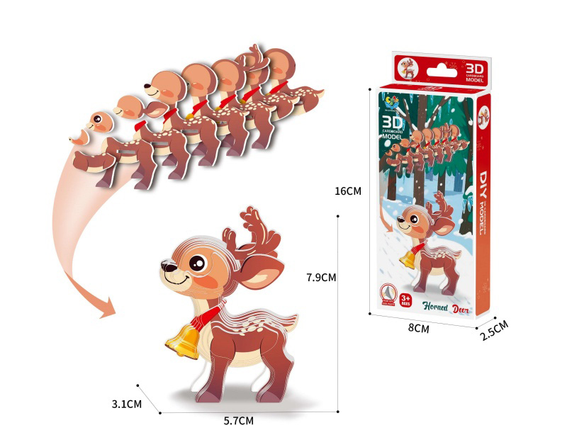 3D Animal Stereoscopic Puzzle Christmas Reindeer Accessories Number :32