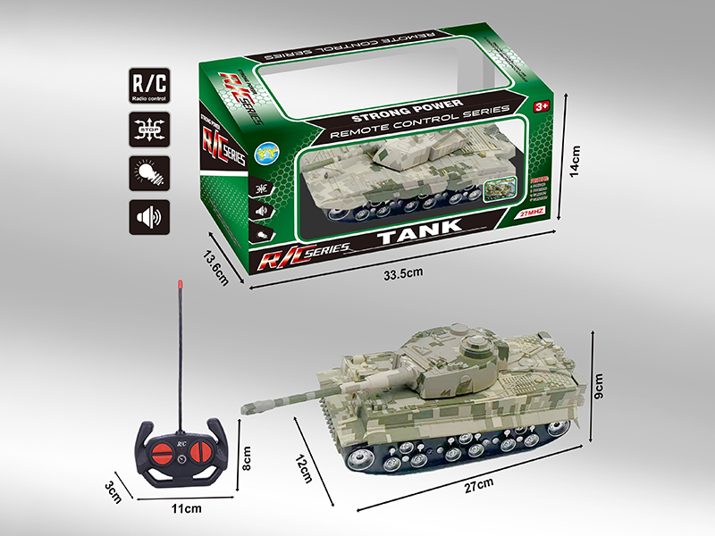 1:32 99 / Tiger-Style Watermark Camouflage Tank, 4-Way Remote Control Vehicle, With Lights And Sound