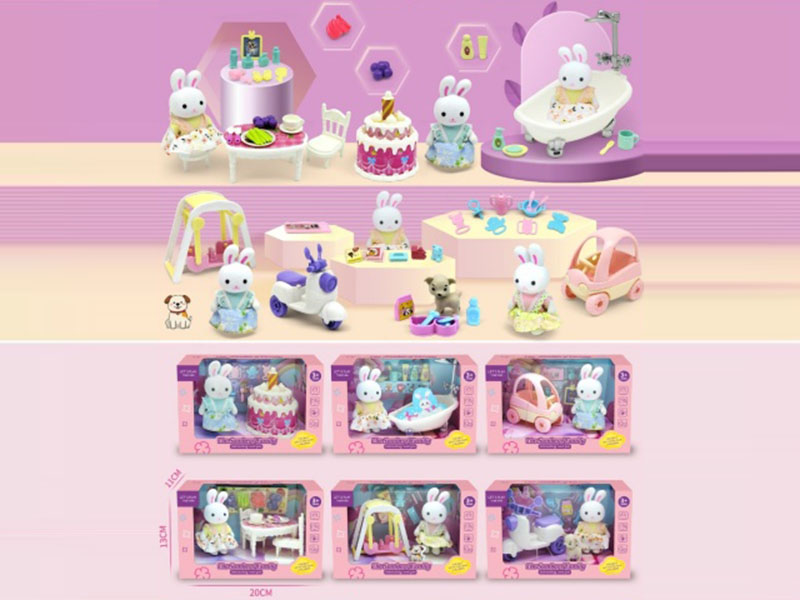 Cute Rabbit Play House (6 Mixed Outfits)