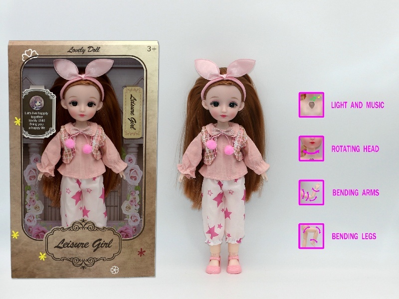 12-Inch 3D Simulation Eye 15-Joint Real-Life Music And Light Barbie Doll