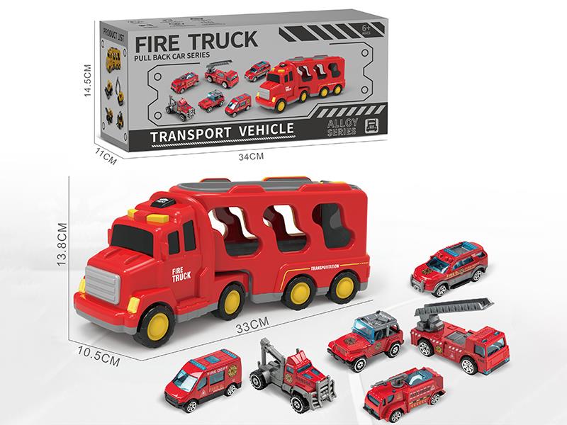 Friction Transport Vehicle With Lights And Music(6 Slide Alloy Cars)