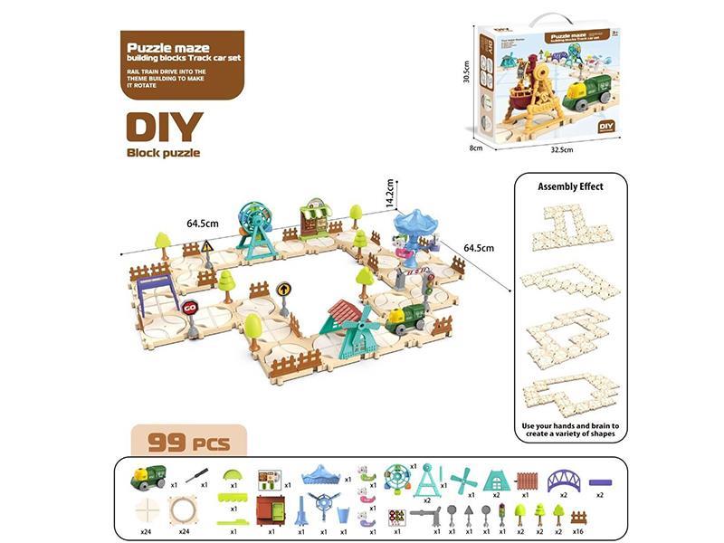 Puzzle Maze Building Blocks Track Car Set 99pcs