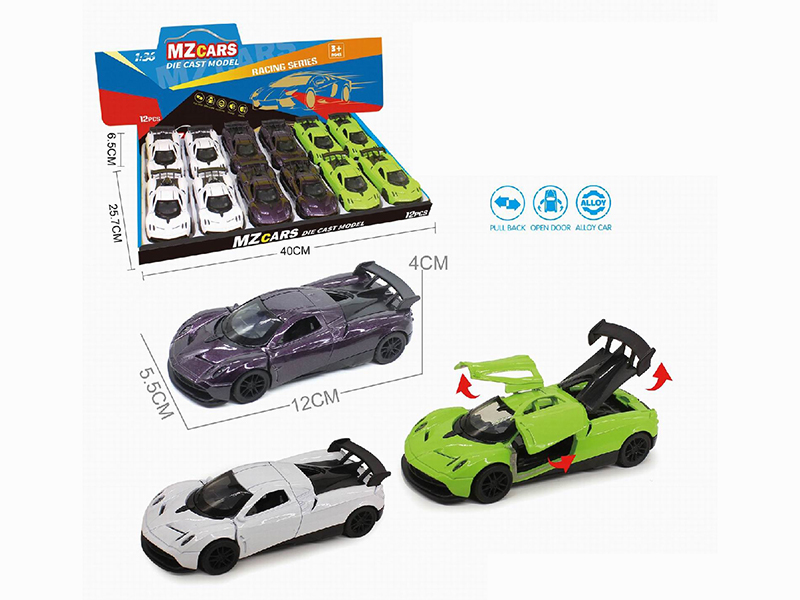 1:36 Pull Back Alloy Sports Car(3 Doors Can Open) 12pcs