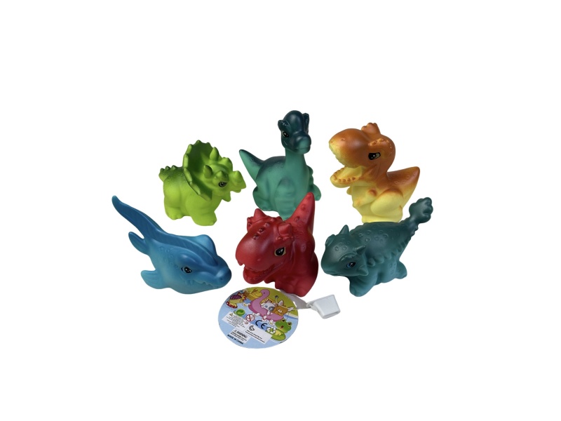 Six Rubber Dinosaurs For Playing In The Bathroom