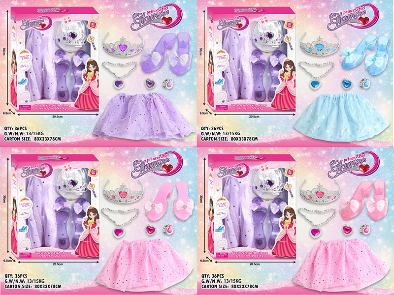 Princess Dress Up Play Shoes & Jewelry Set 7pcs