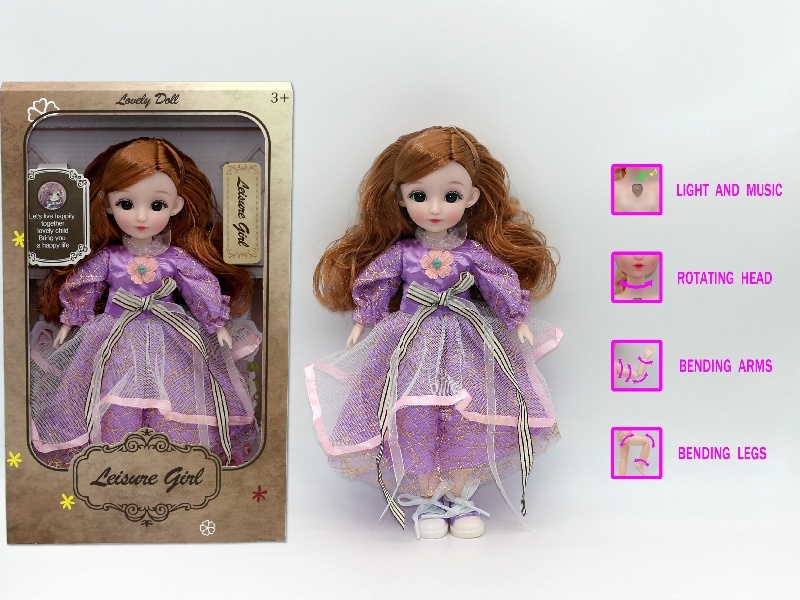 12-Inch 3D Simulation Eye 15-Joint Real-Life Music And Light Barbie Doll