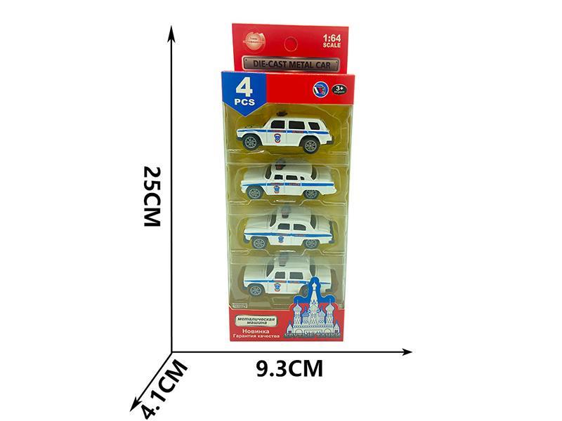 Pull Back Alloy Simulation Police Cars 4PCS