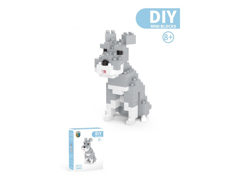 108 PCS Of Schnauzer Dog Building Blocks