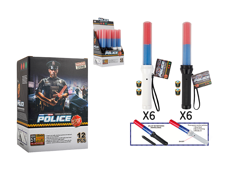 Traffic Baton Toy(Three Gears Of Red And Blue Light)12pcs
