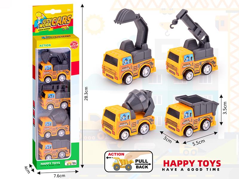 Pull Back Engineering Truck 4PCS