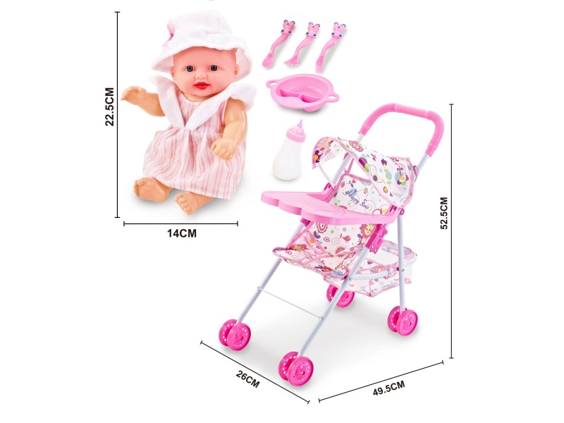 An Iron Trolley With A Dining Board And A 10-Inch Musical Empty Doll