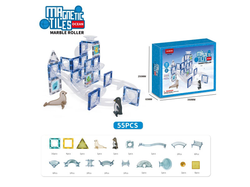 Building Blocks: Ocean-Themed Magnetic Slide Series: 55 Pieces Of Accessories