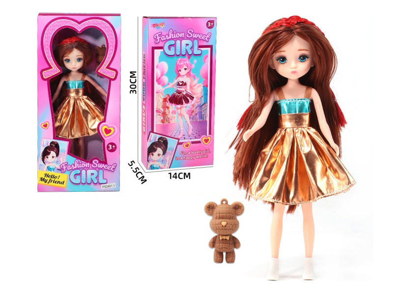 10" Fashion Sweet Girl Doll With Violent Bear Accessories