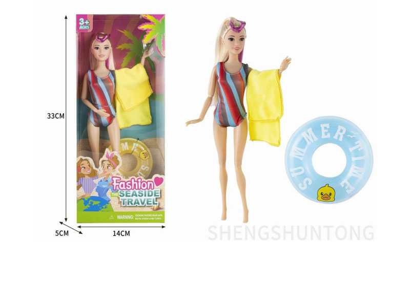 11.5-Inch Real 11-Joint Doll Princess With Swimming Ring And Towel