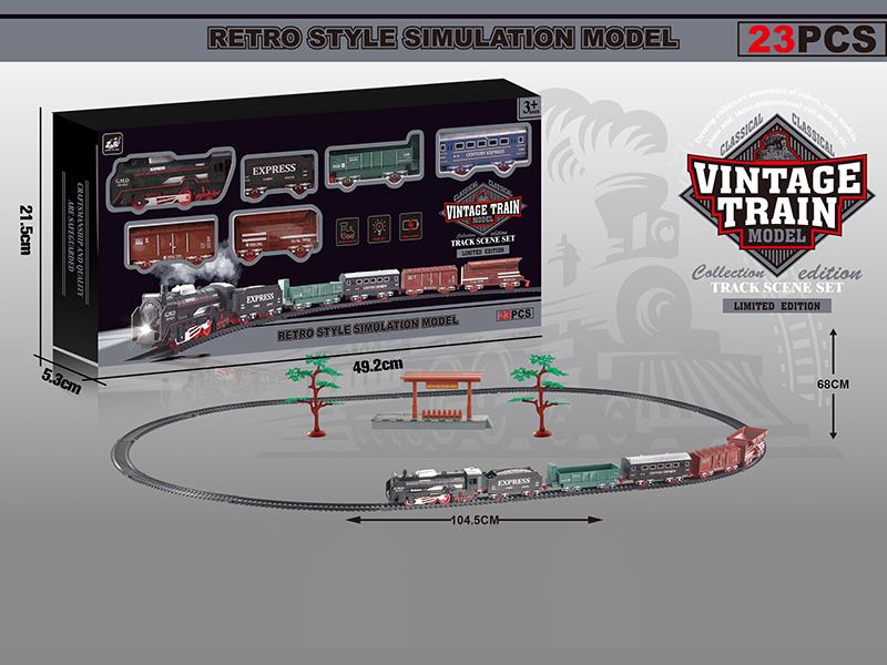 B/O Retro Rail Train(Lights)23pcs
