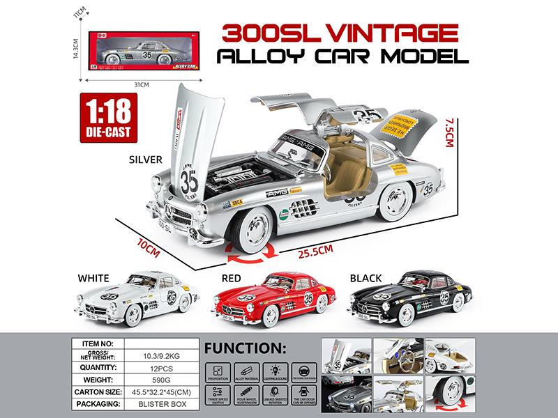 1:18 Benz 300SL Alloy Vintage Car Model