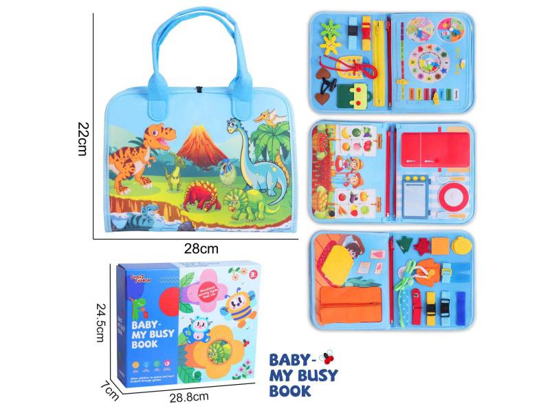 Montessori Early Childhood Education And Intelligence Development - 4-Page Blue Fruit Farmer'S Busy Edition With Felt