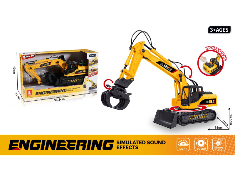 Sound And Light Inertial Engineering Vehicle - Wood Grabber (Package 3*Ag13)