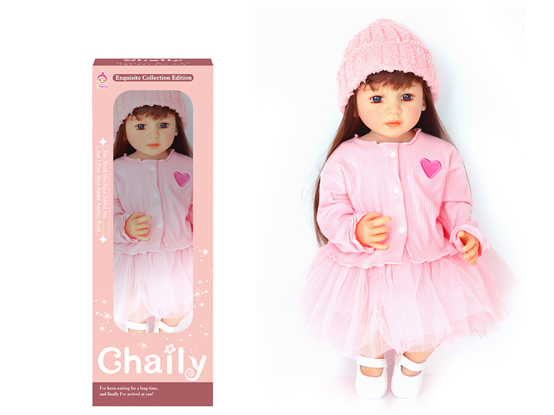 55CM Soft Glue Reborn Baby Doll(Machine Hair Transplant)With Diaper, Birth Card, Woollen Cap