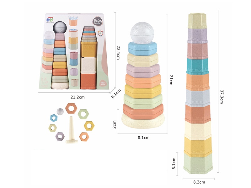 Straw Hexagon Jenga Set