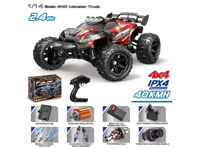 1:14 Full-Scale High-Speed Large Foot Vehicle (Rear Wing) In Red